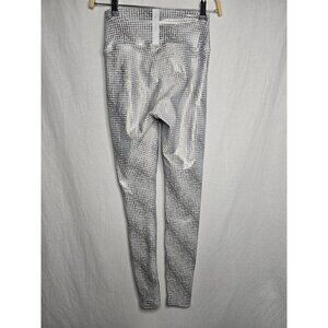 Peloton Show Up Silver Foil Printed Athletic Leggings Womens SMALL